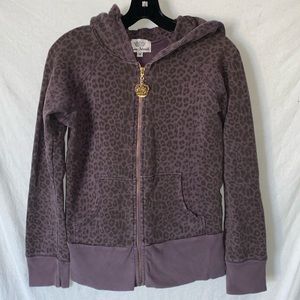 Yvette Mandell Deep Lavender Cheetah Hoodie with gold studded crown